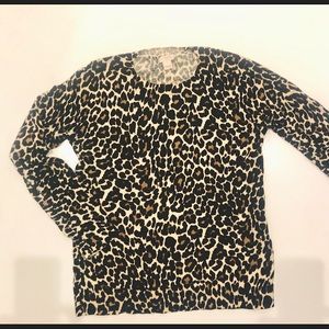Jcrew leopard crew neck sweater